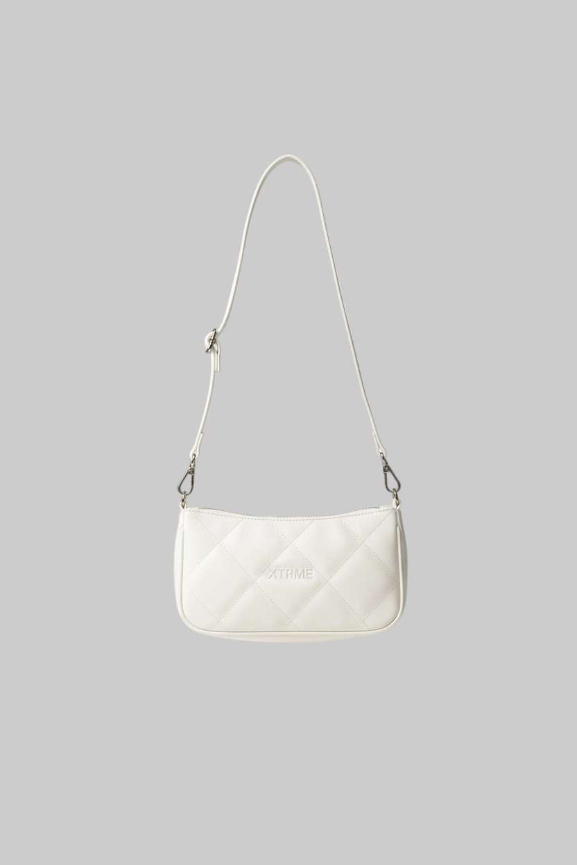 Quilted Baguette Bag - White