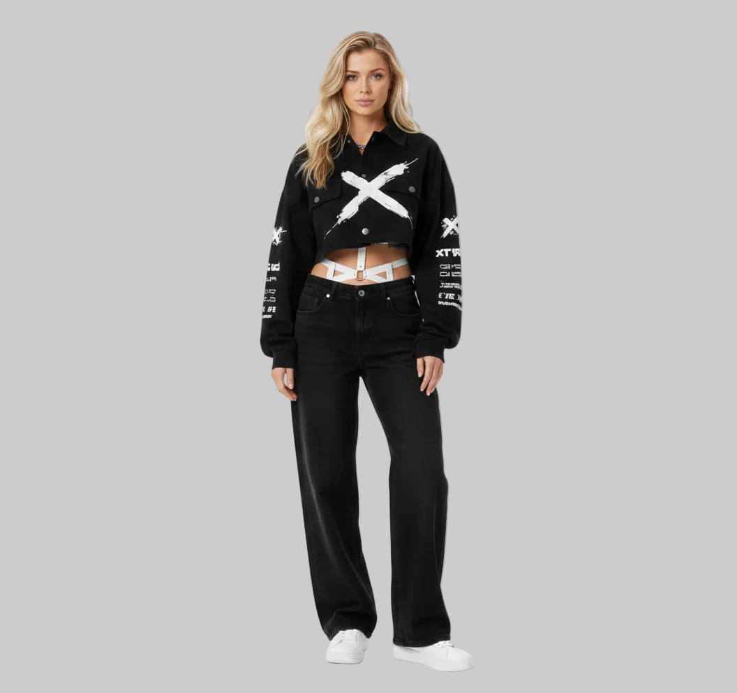 Brush X Cropped Jacket – Black