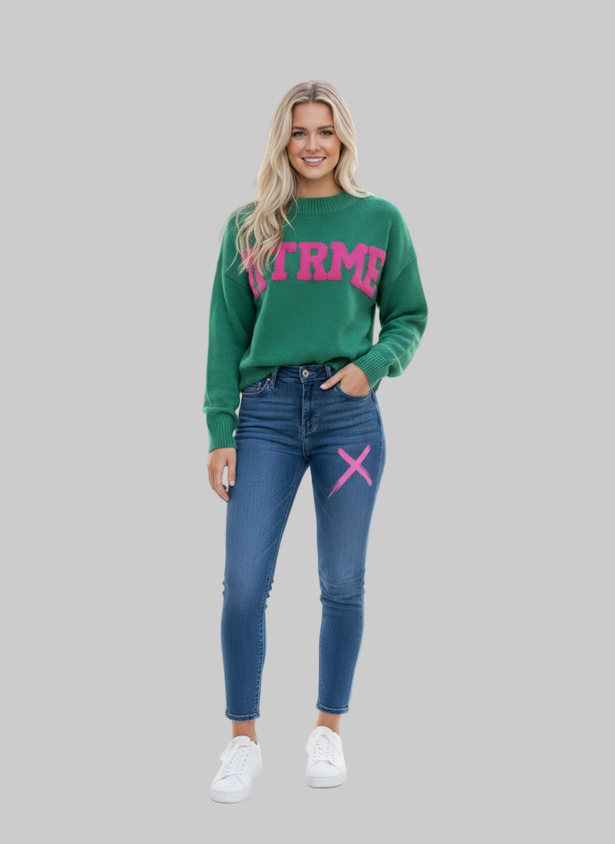 XTRME Blue Jeans with Pink “X” Details