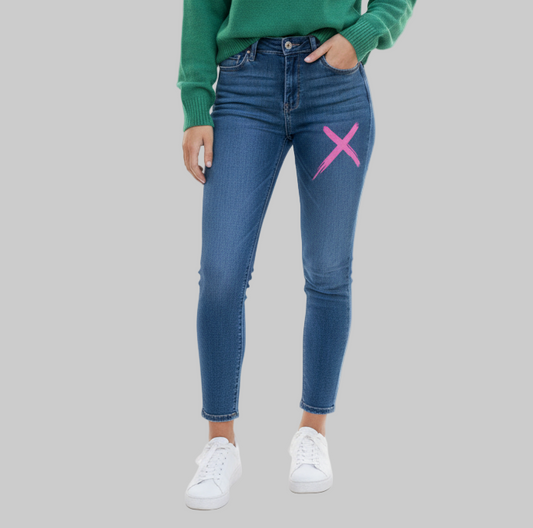 XTRME Blue Jeans with Pink “X” Details