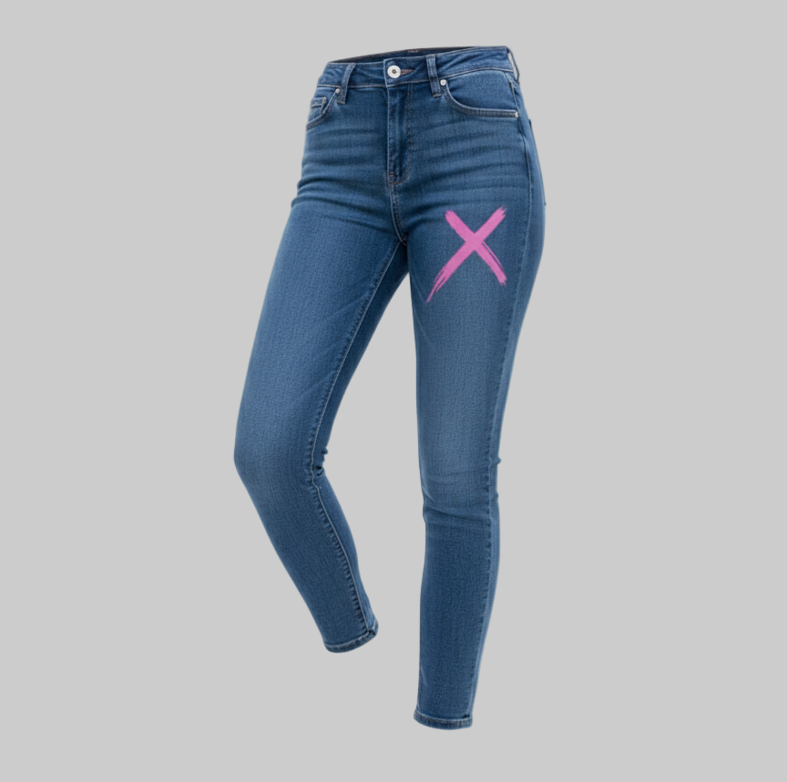 XTRME Blue Jeans with Pink “X” Details