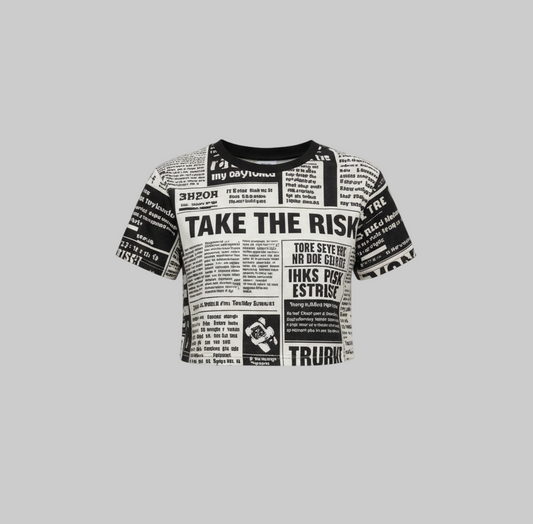 XTRME Take The Risk Newspaper Crop Tee — Women’s Edition