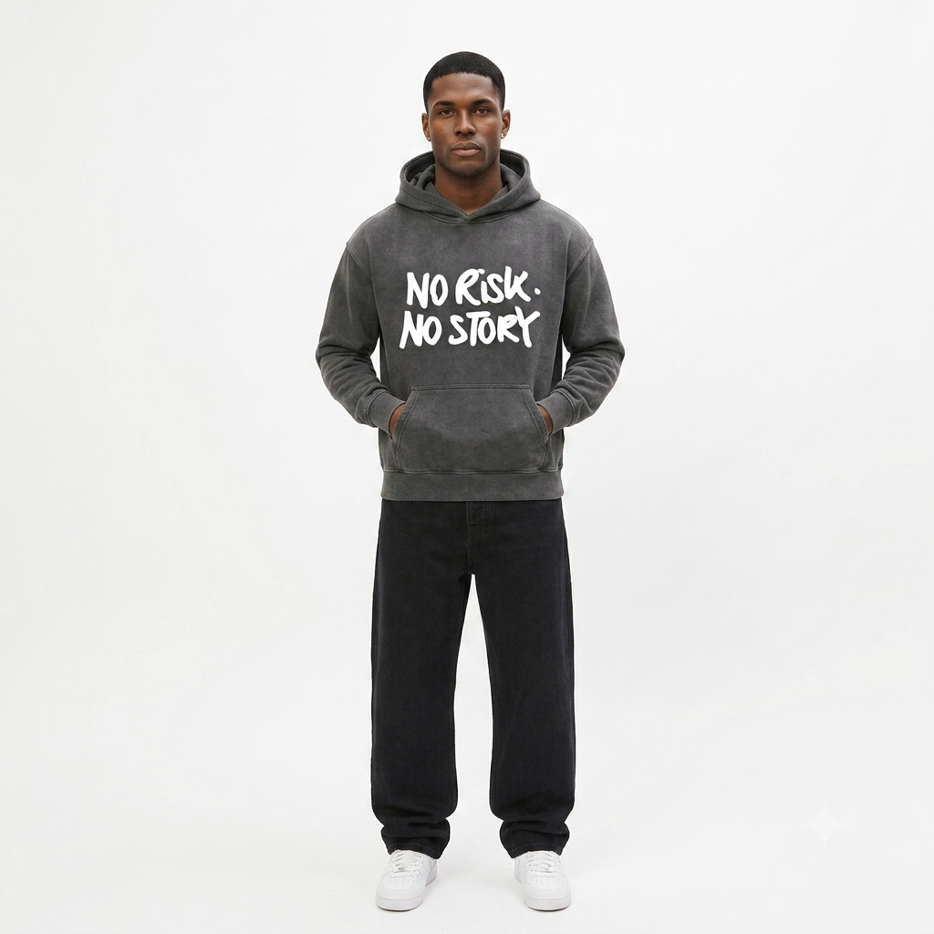 No Risk No Story Hoodie – Washed Gray (Men)