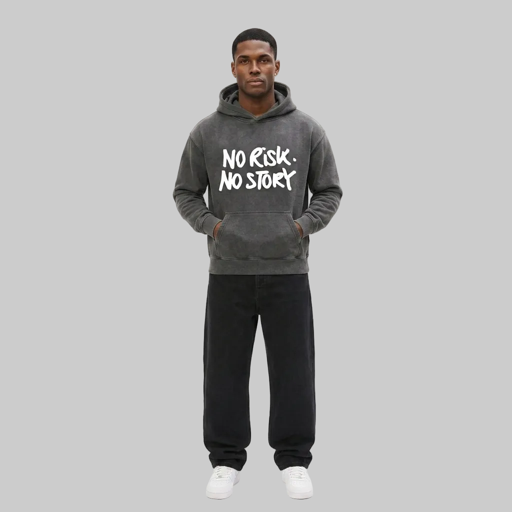 No Risk No Story Hoodie – Washed Gray (Men)