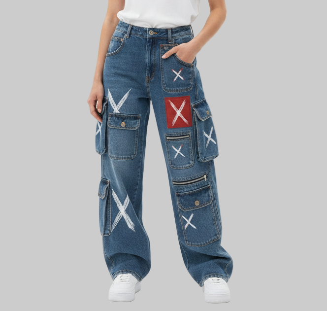 XTRME Blue Abstract Cargo Pants — Women’s Edition