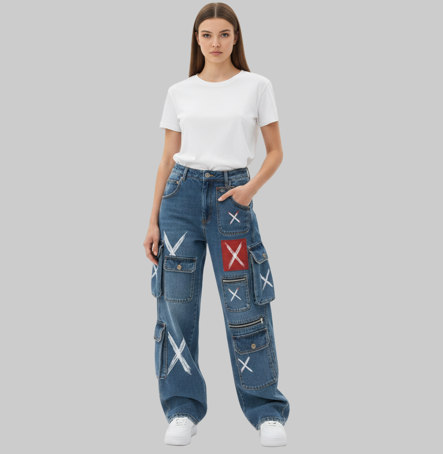 XTRME Blue Abstract Cargo Pants — Women’s Edition