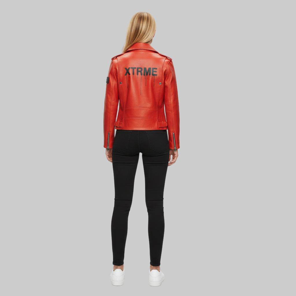Drip Leather Jacket - Red