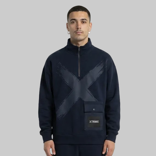 Utility Pocket Hoodie – Navy Blue (Men)