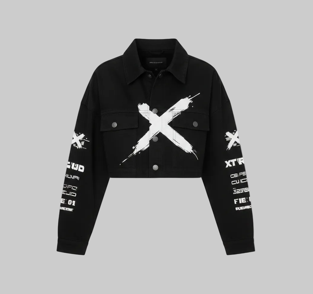Brush X Cropped Jacket – Black