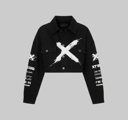 Brush X Cropped Jacket – Black