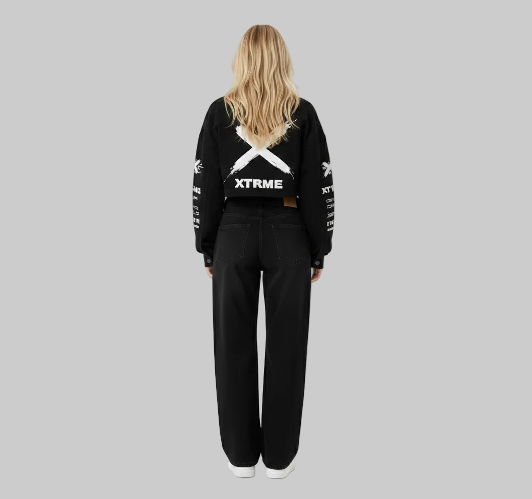 Brush X Cropped Jacket – Black