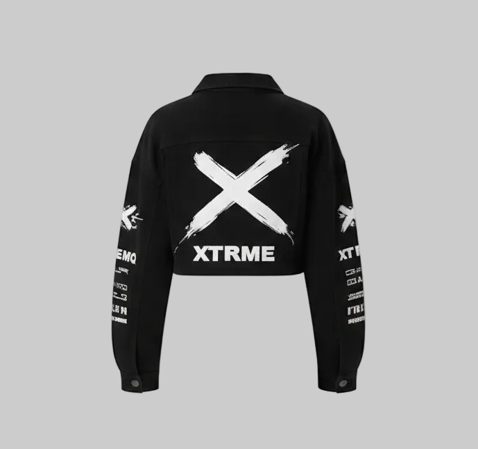 Brush X Cropped Jacket – Black