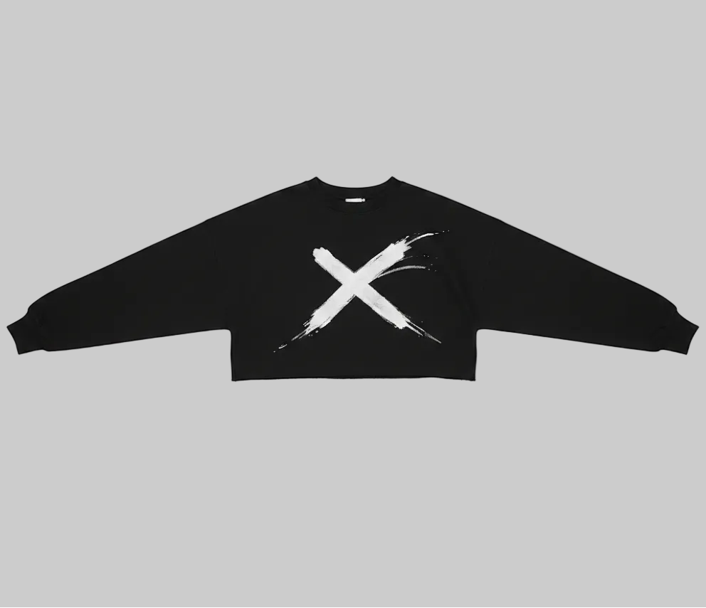 Brush X Cropped Sweatshirt – Black