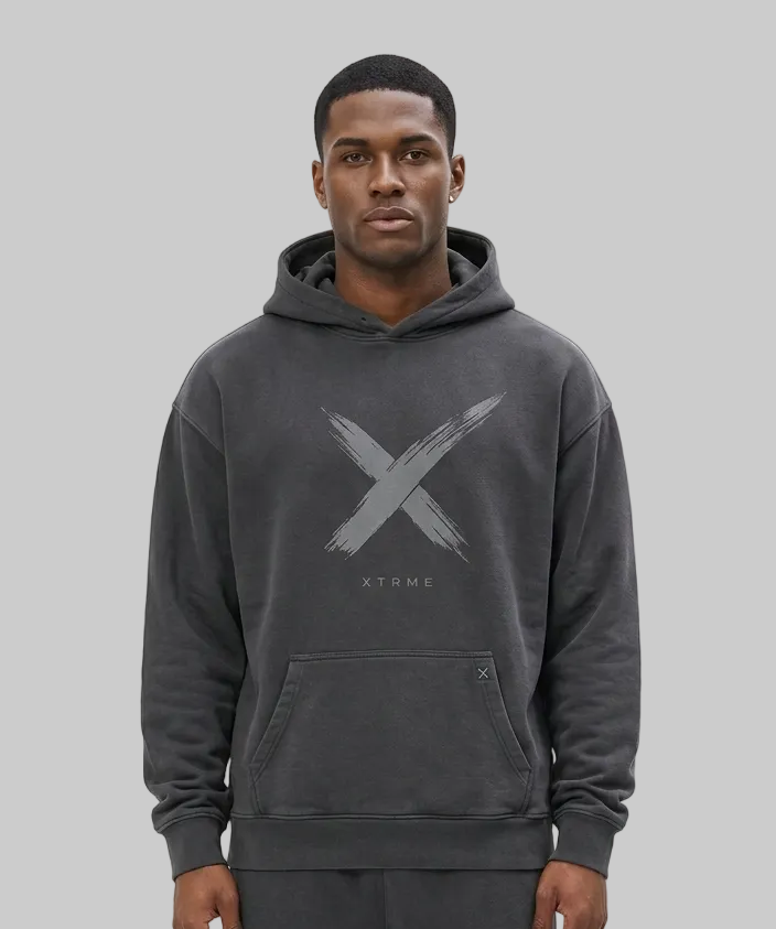 Dark Brush X Hoodie – Charcoal Grey (Men)