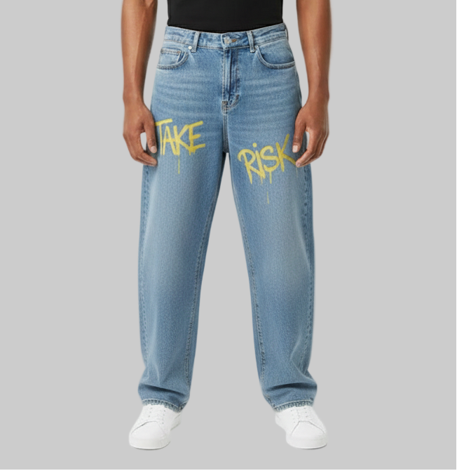 Paint-Drip Take The Risk Jeans – Light Blue