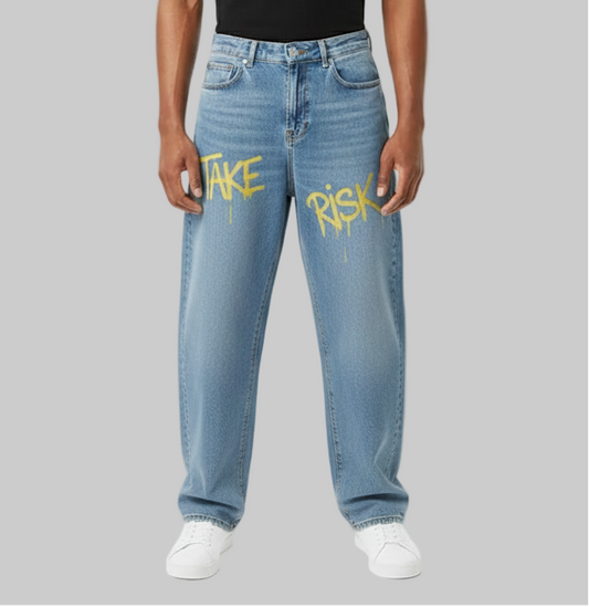 Paint-Drip Take The Risk Jeans – Light Blue