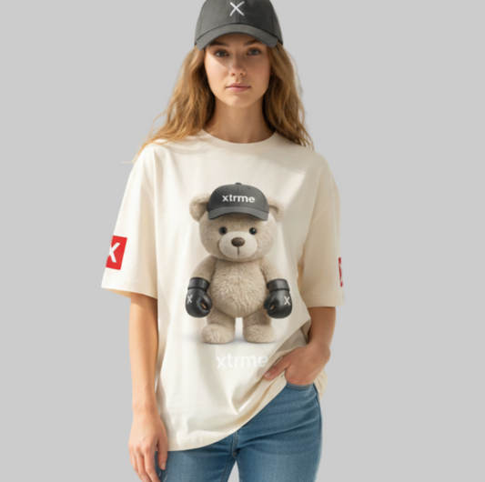 XTRME Beige Boxing Bear Tee — Women’s Edition
