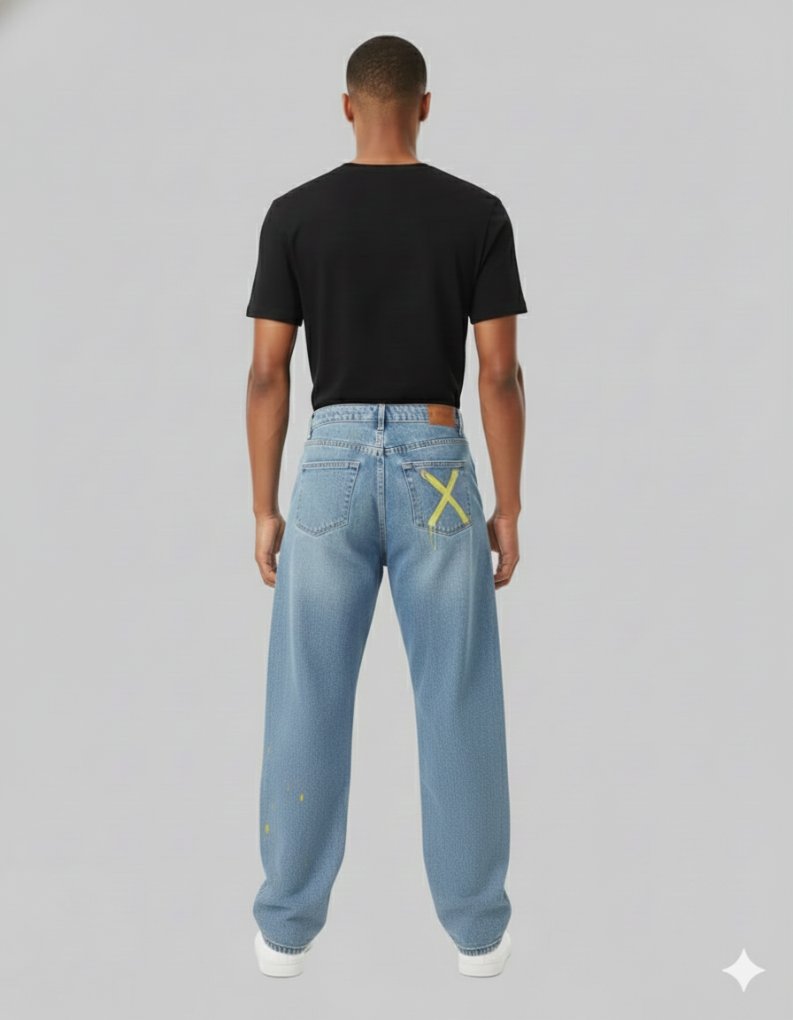 Paint-Drip Take The Risk Jeans – Light Blue