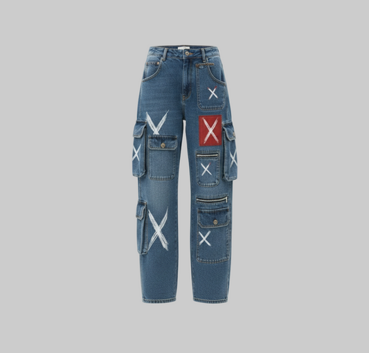 XTRME Blue Abstract Cargo Pants — Women’s Edition