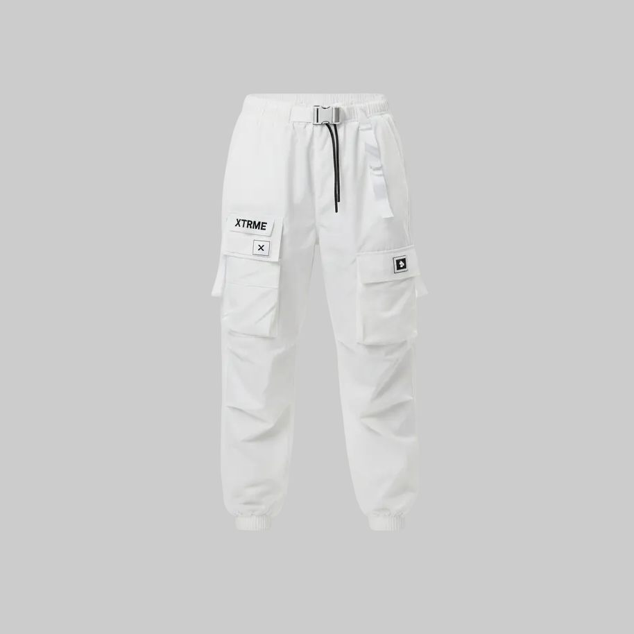 Dual Tone Utility Cargo Pants – White / Light Blue