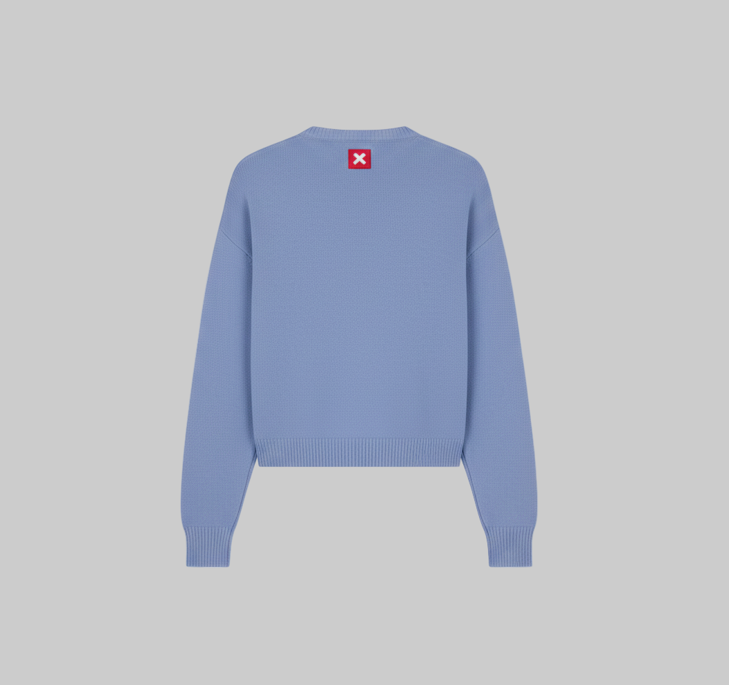 XTRME Light Blue “Take The Risk” Knit Sweater — Men’s Edition