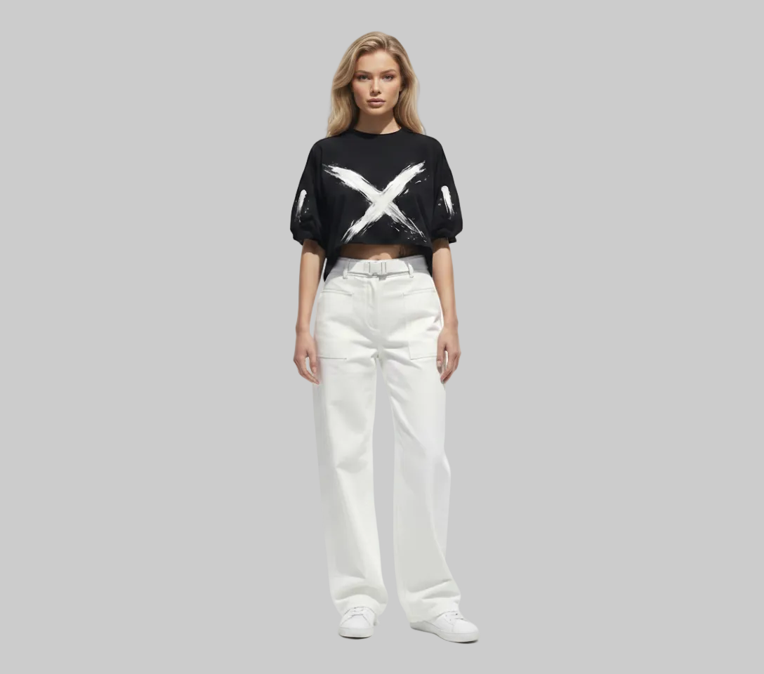 Brush X Cropped T-Shirt – Black