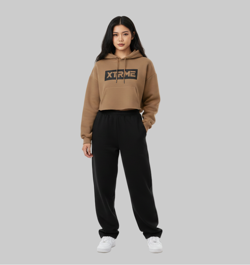 Camel Crop Hoodie - Camel