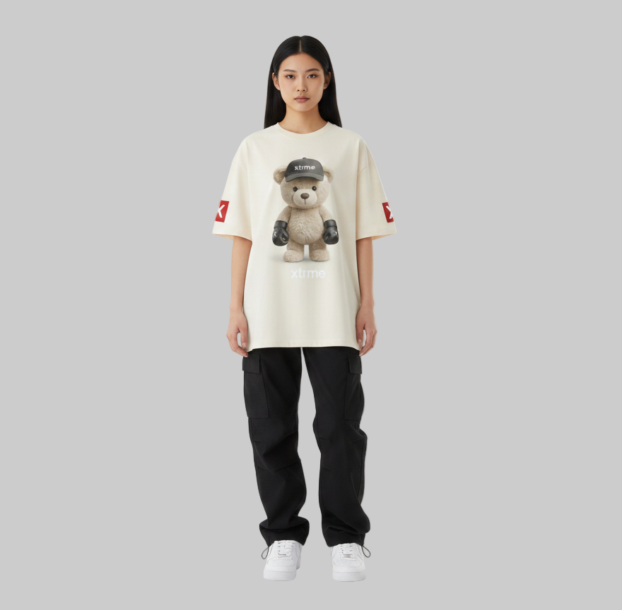 Boxing Bear Tee – Beige