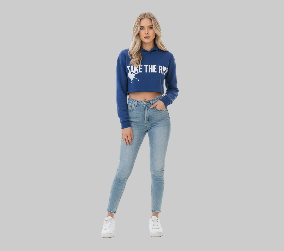 XTRME Take The Risk Dark Blue Crop Hoodie