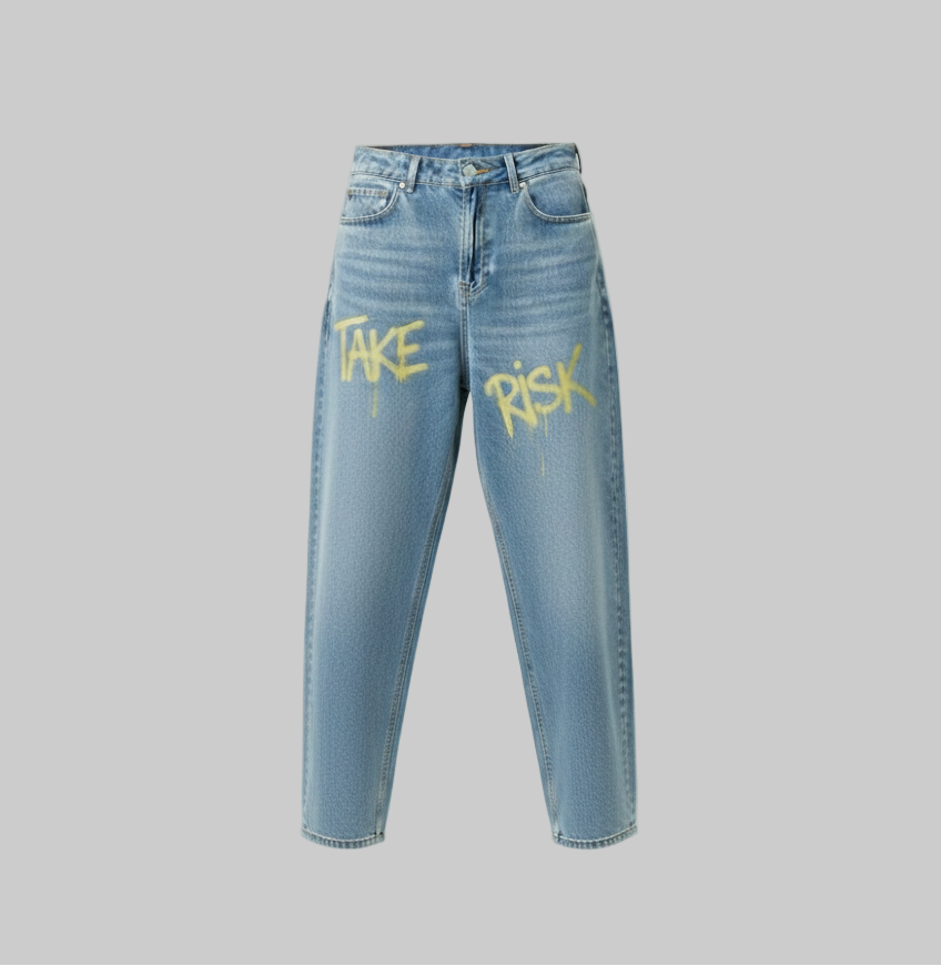 Paint-Drip Take The Risk Jeans – Light Blue
