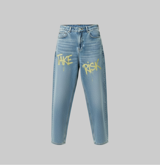 Paint-Drip Take The Risk Jeans – Light Blue