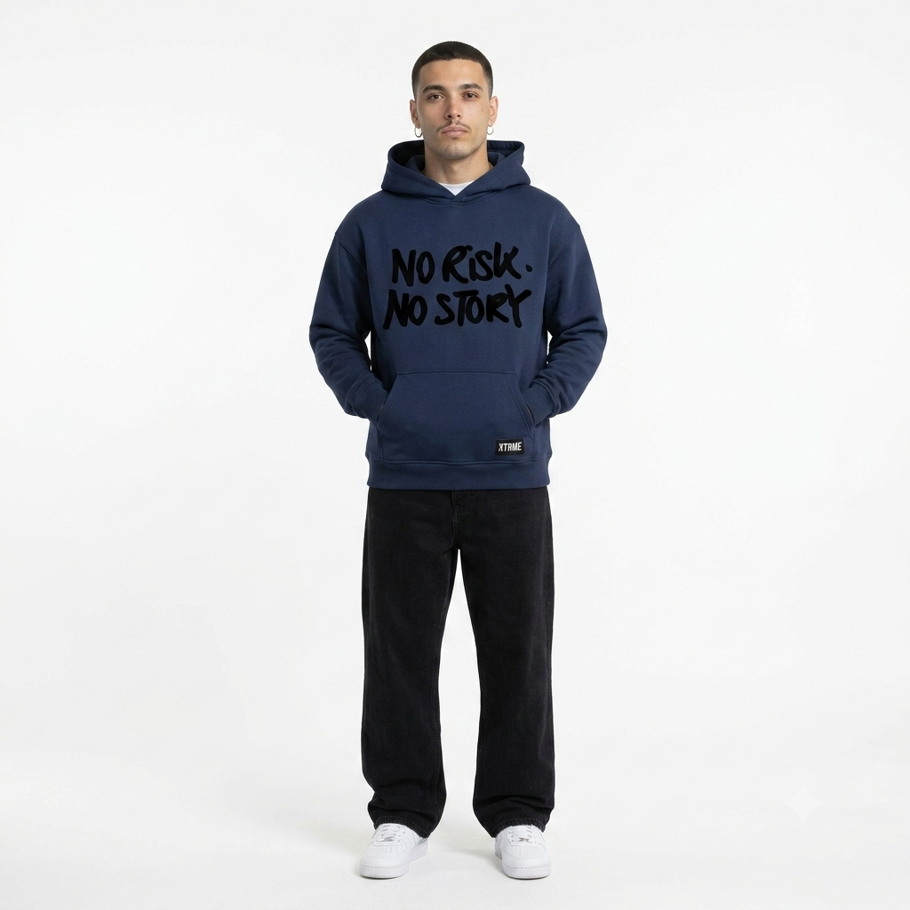 No Risk No Story Hoodie – Navy Blue (Men)