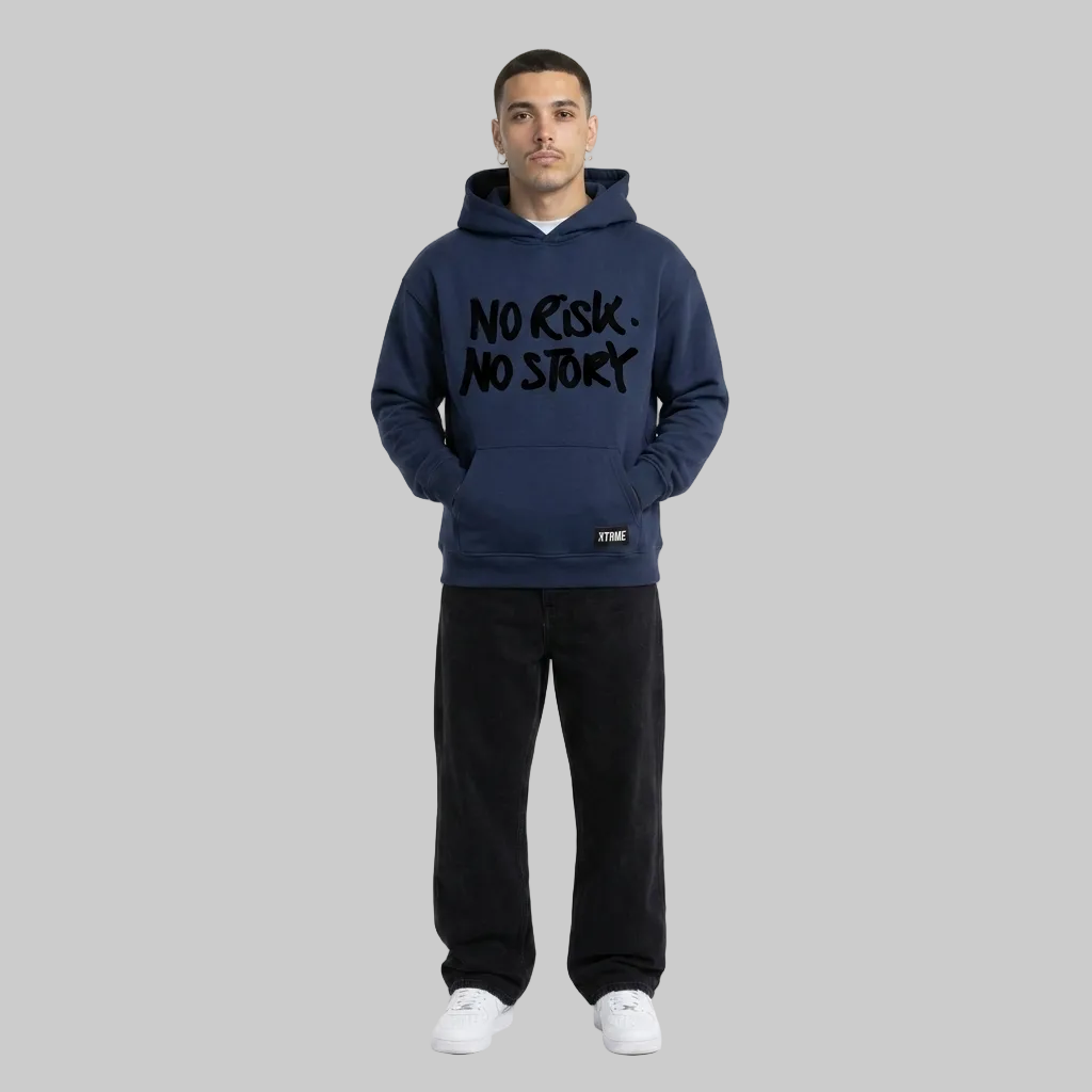 No Risk No Story Hoodie – Navy Blue (Men)