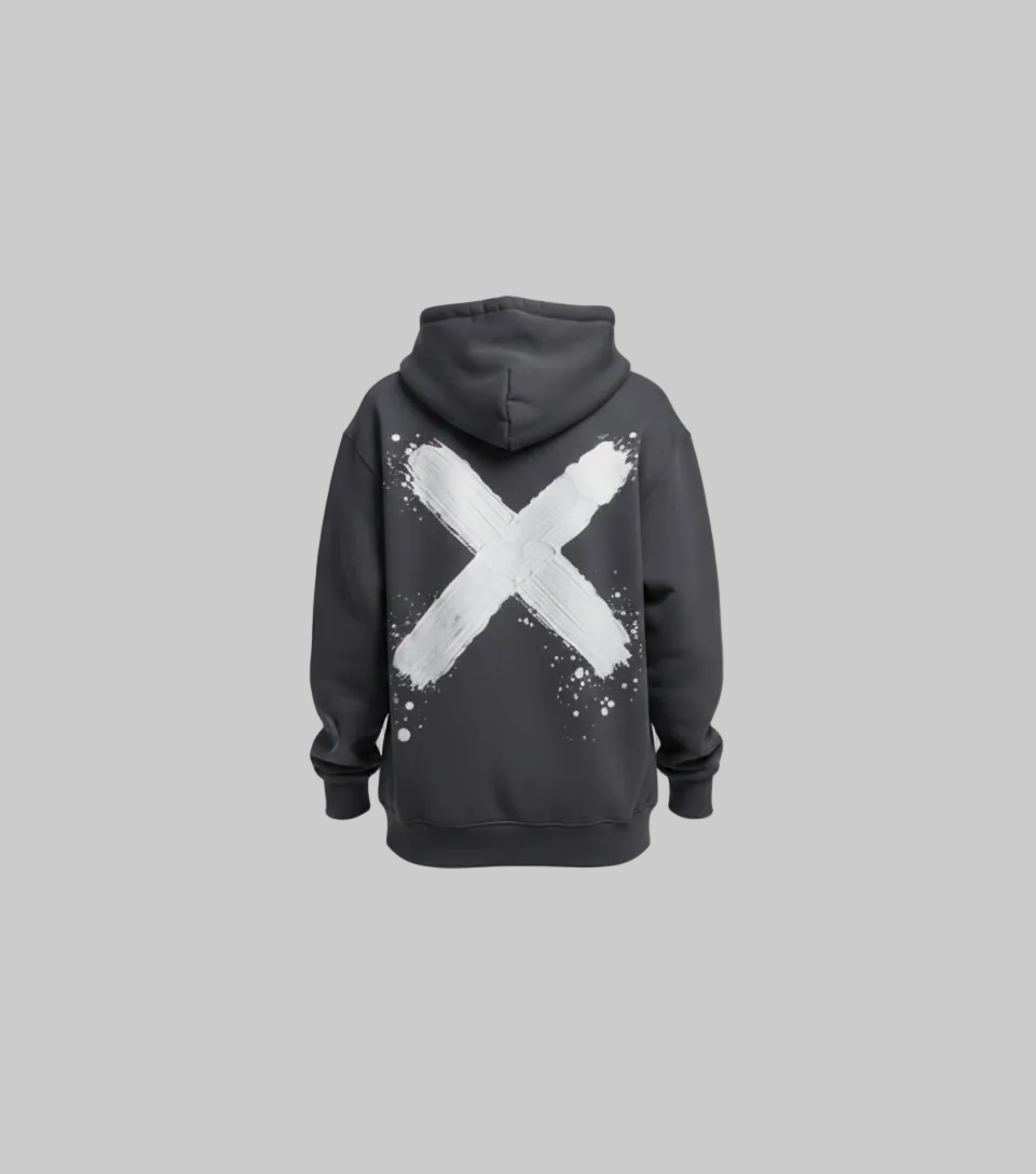 Signature Crackle X Hoodie – Dark Grey (Women)