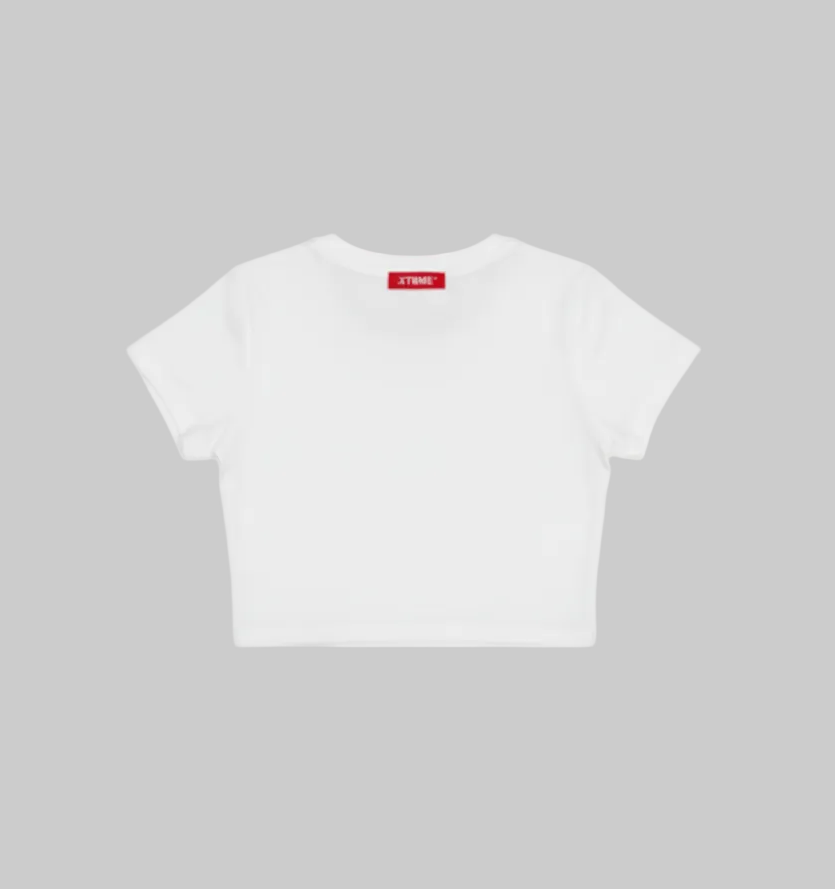 Red-X Crop Top – White