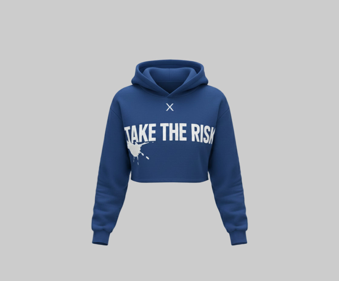 XTRME Take The Risk Dark Blue Crop Hoodie