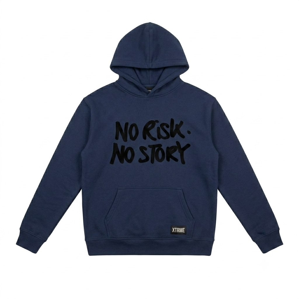 No Risk No Story Hoodie – Navy Blue (Men)