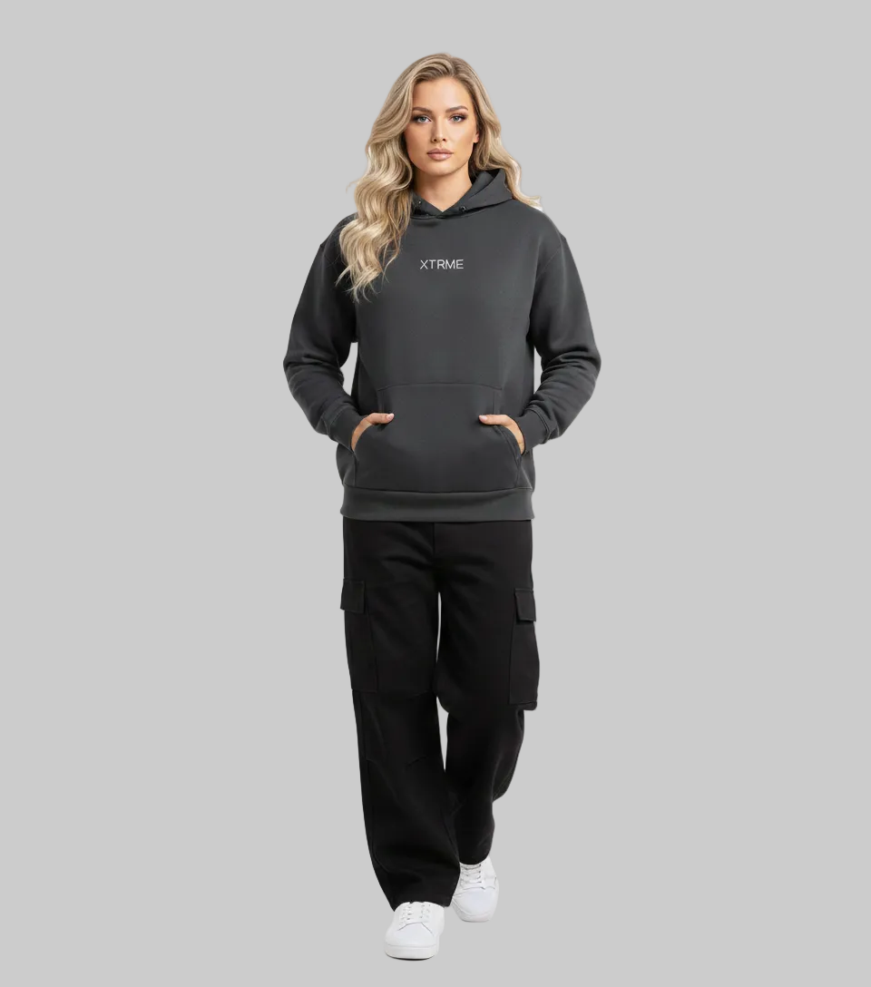 Signature Crackle X Hoodie – Dark Grey (Women)