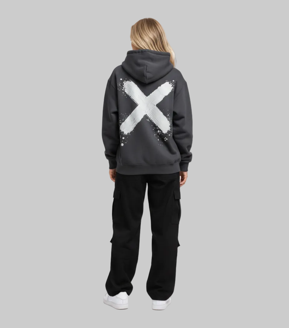 Signature Crackle X Hoodie – Dark Grey (Women)