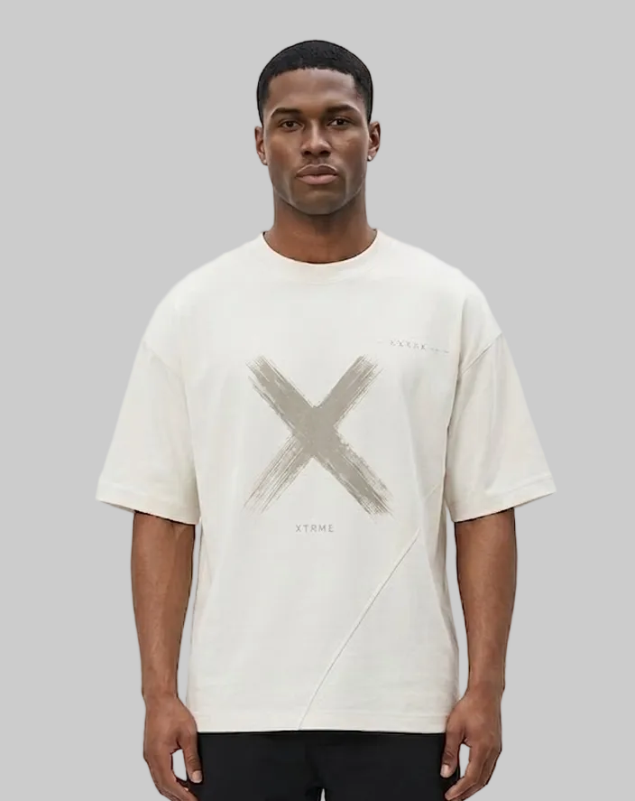 Five X Graphic T-Shirt – Light Beige (Men)