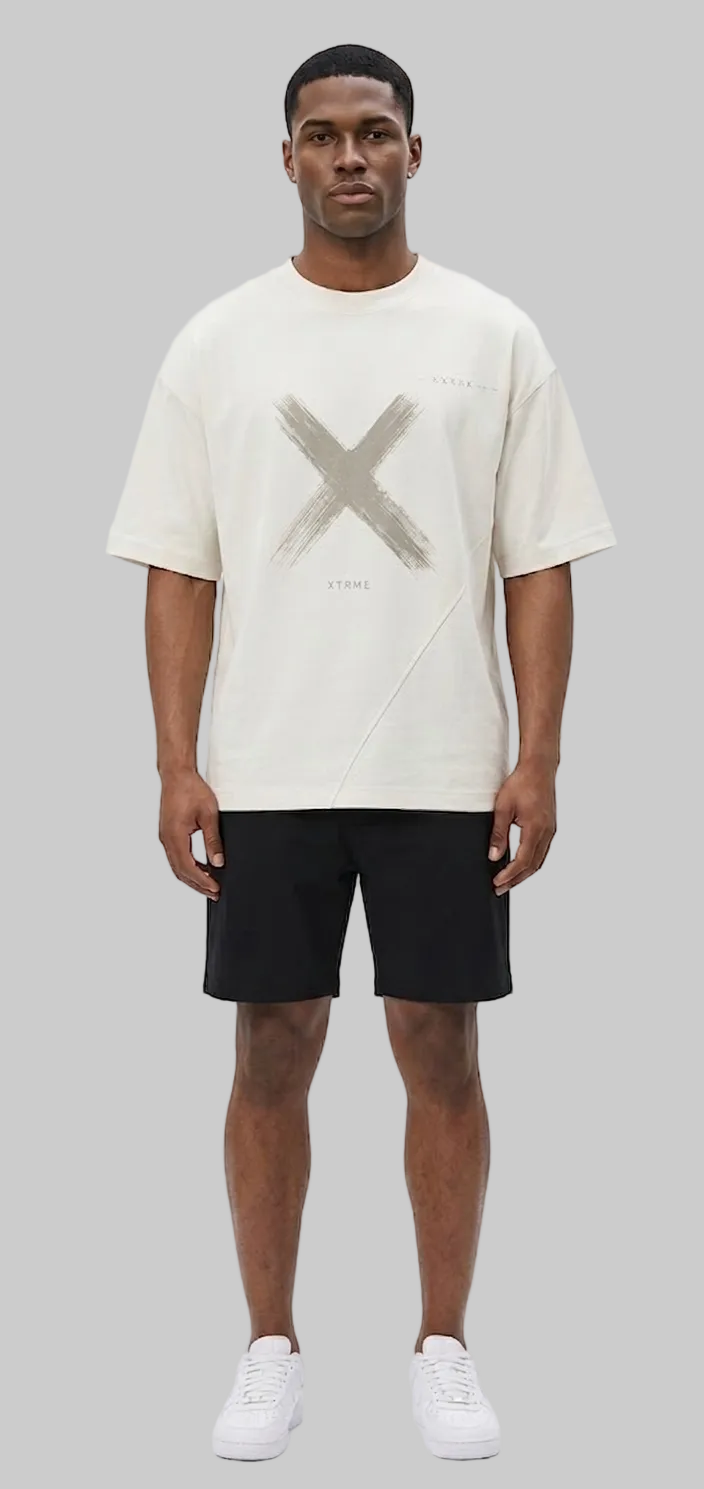 Five X Graphic T-Shirt – Light Beige (Men)
