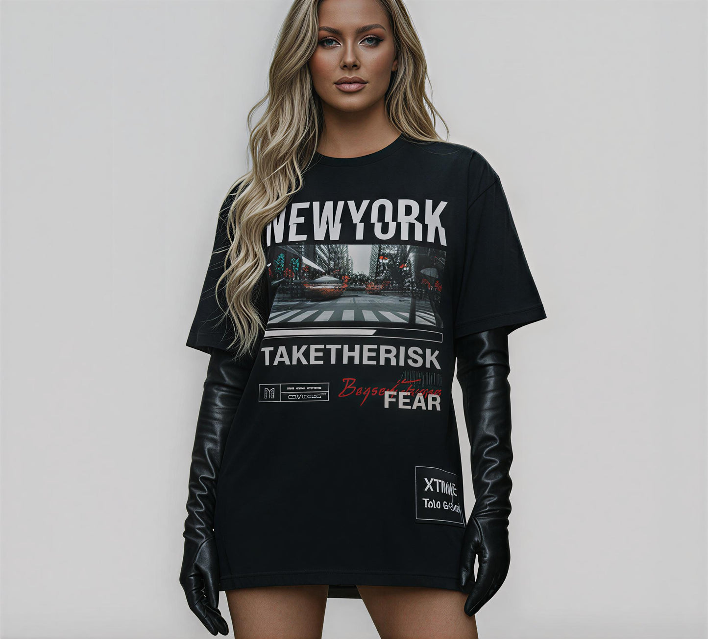 XTRME New York Street Oversized Black Tee