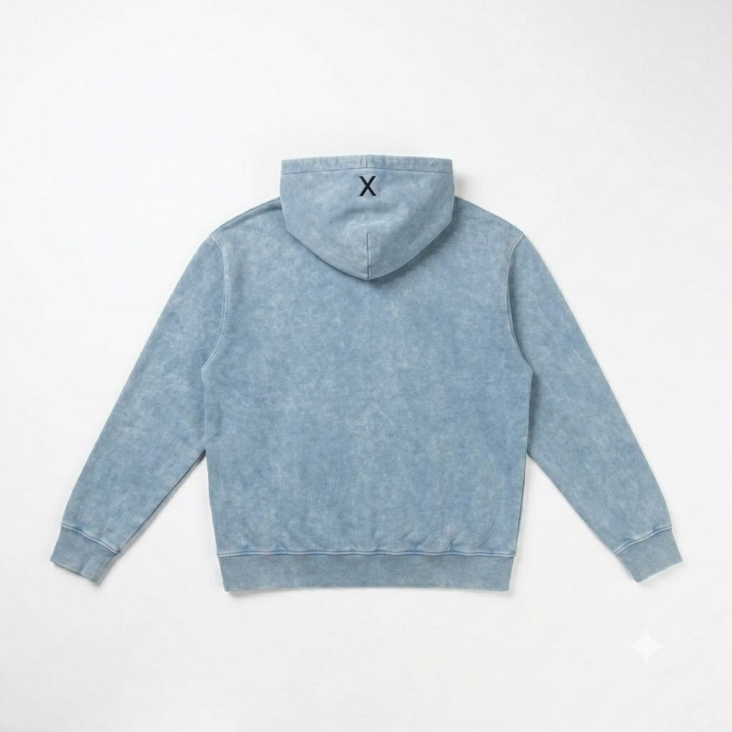 Brush Script Hoodie – Washed Sky Blue (Men)