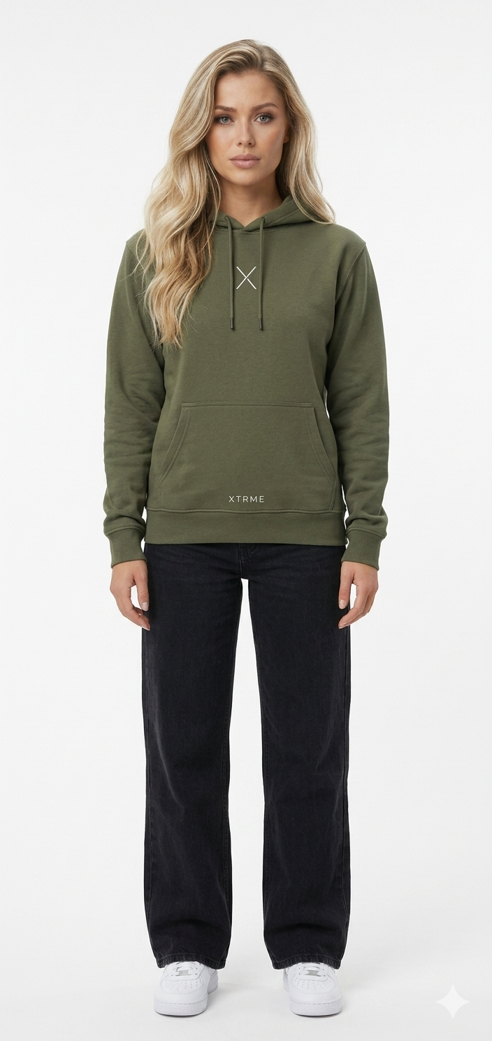 X Essential Hoodie – Military Green