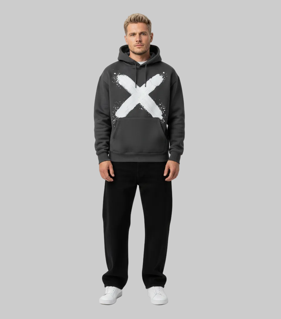 Signature Crackle X Hoodie – Dark Grey