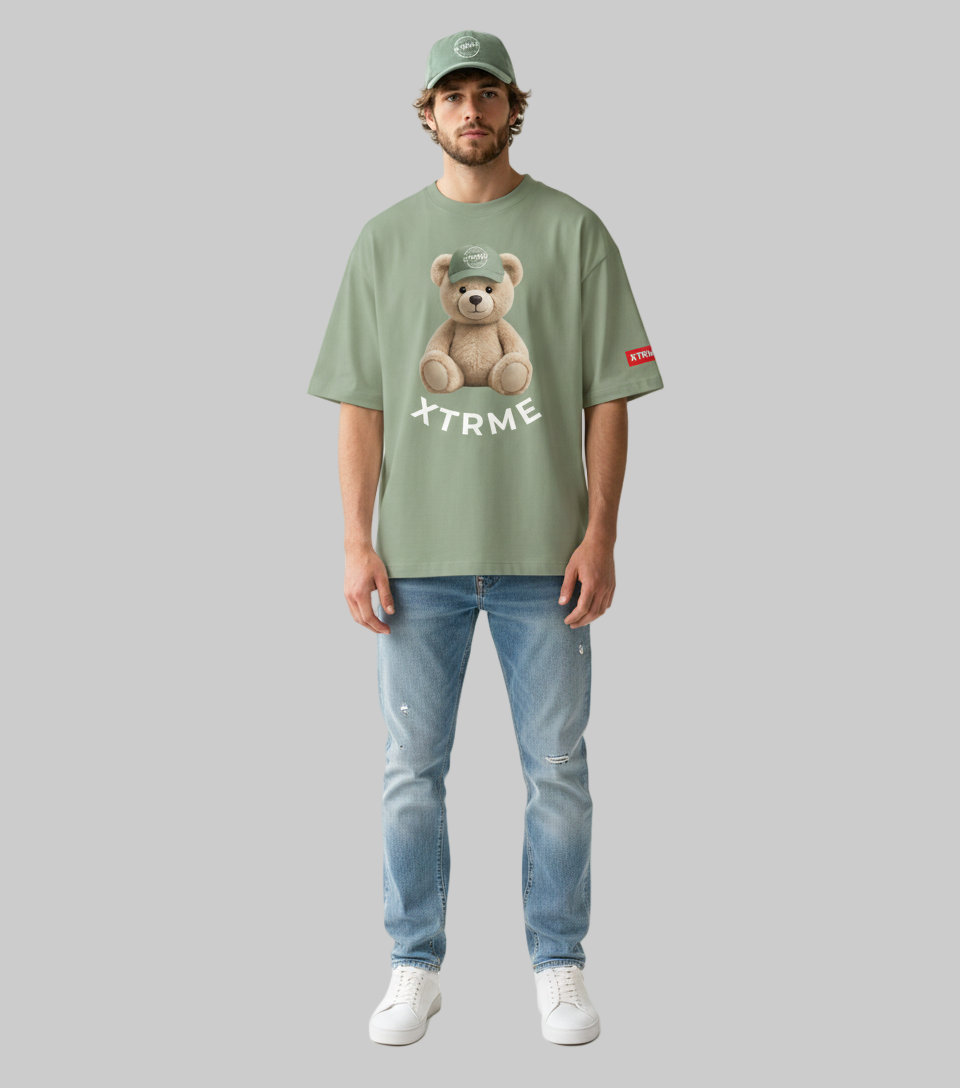 XTRME Olive Curved Logo Bear Tee — Men’s Edition