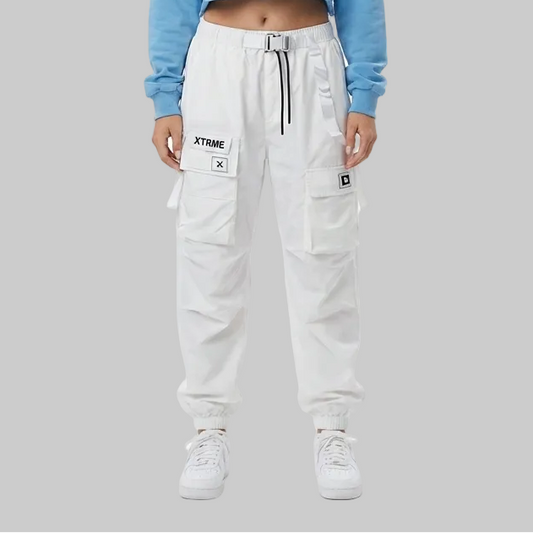 Dual Tone Utility Cargo Pants – White / Light Blue