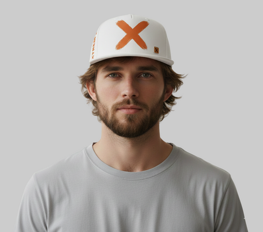 White Brushstroke Cap - orange