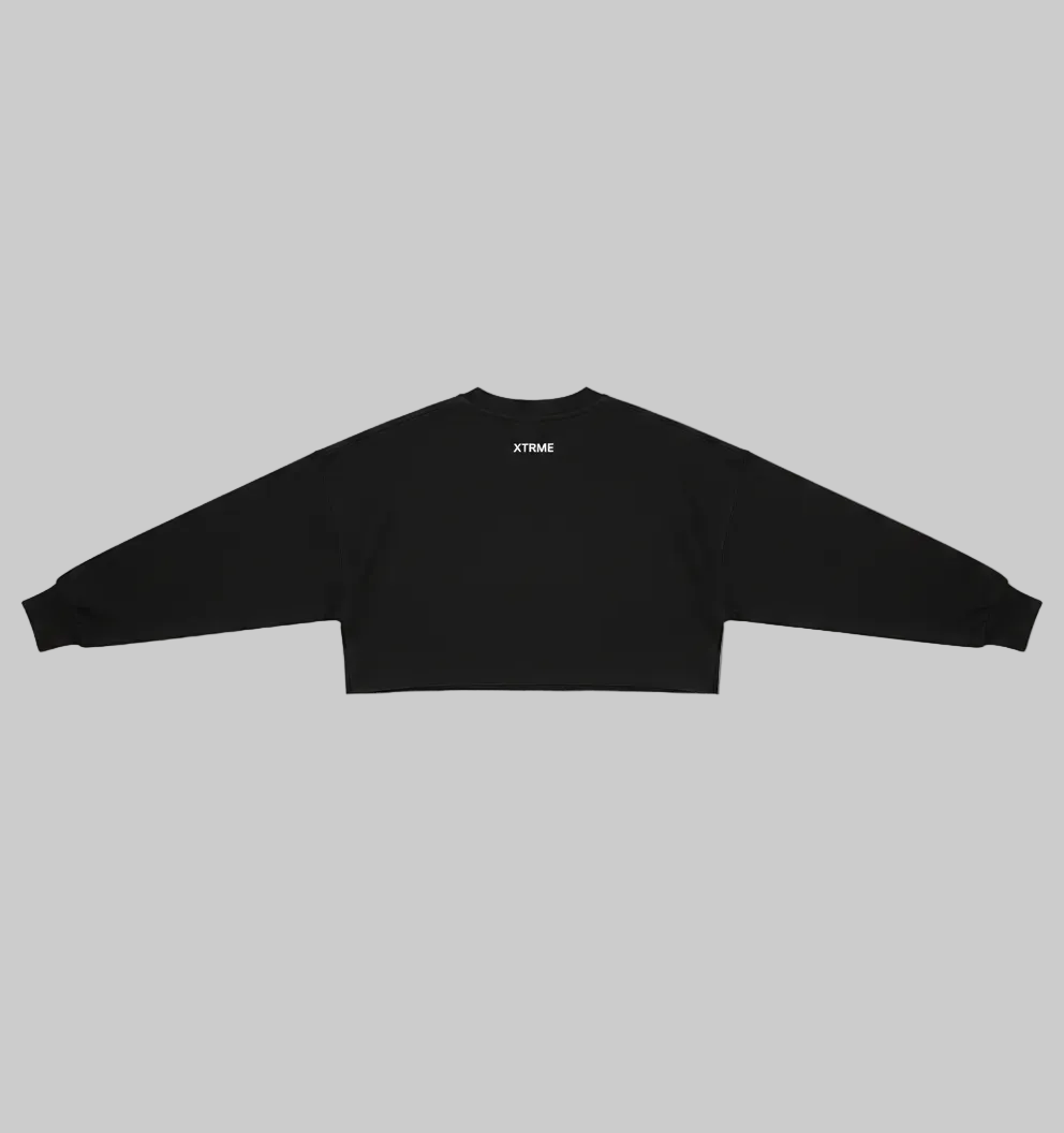 Brush X Cropped Sweatshirt – Black