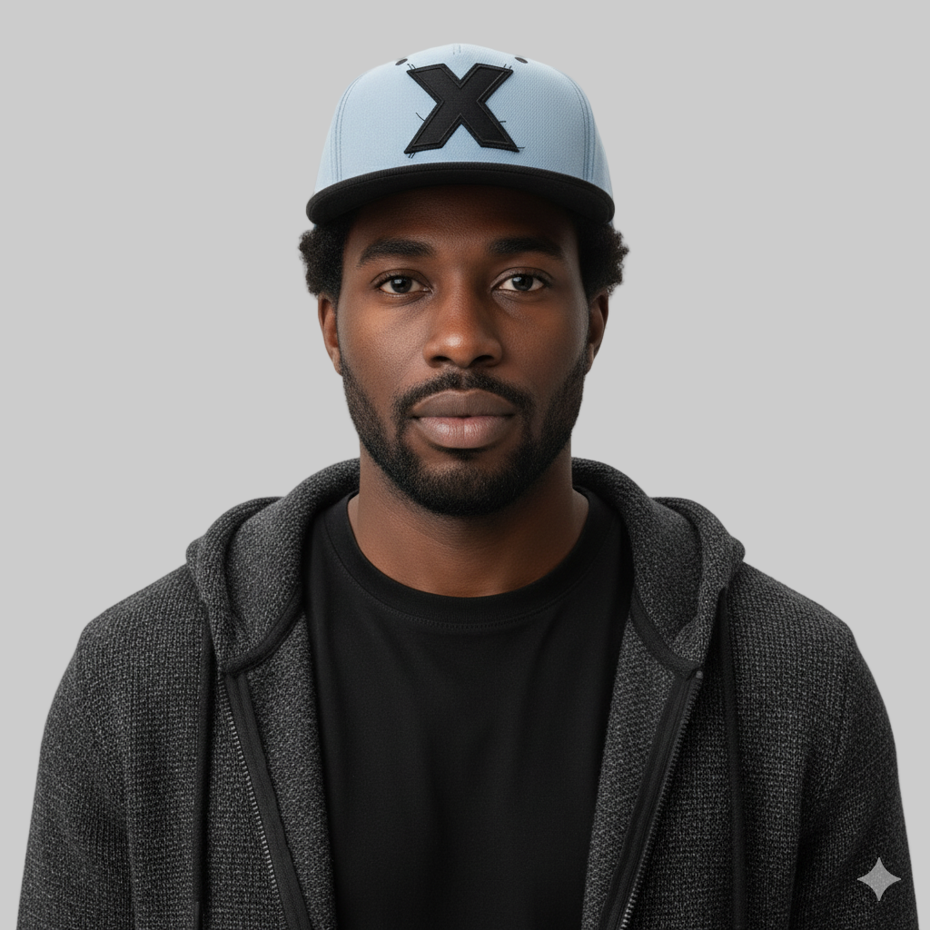 XTRME Light-Blue Distressed Cap — Black “X” Edition